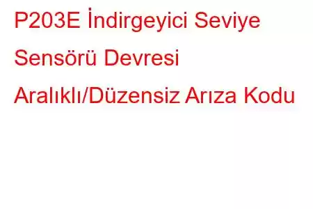 P203E İndirgeyici Seviye Sensörü Devresi Aralıklı/Düzensiz Arıza Kodu