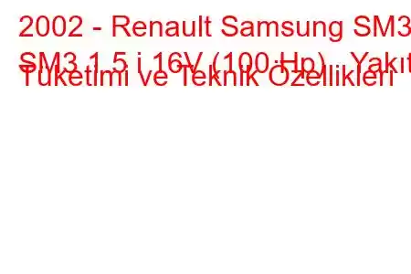 2002 - Renault Samsung SM3
SM3 1.5 i 16V (100 Hp) Yakıt Tüketimi ve Teknik Özellikleri