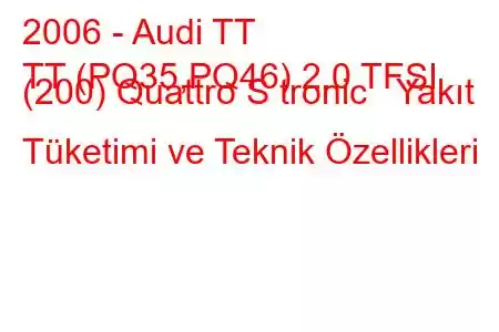 2006 - Audi TT
TT (PQ35,PQ46) 2.0 TFSI (200) Quattro S tronic Yakıt Tüketimi ve Teknik Özellikleri