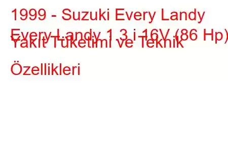 1999 - Suzuki Every Landy
Every Landy 1.3 i 16V (86 Hp) Yakıt Tüketimi ve Teknik Özellikleri