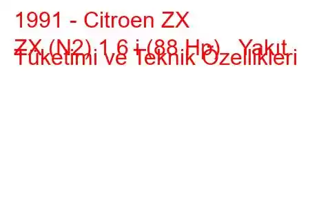 1991 - Citroen ZX
ZX (N2) 1.6 i (88 Hp) Yakıt Tüketimi ve Teknik Özellikleri