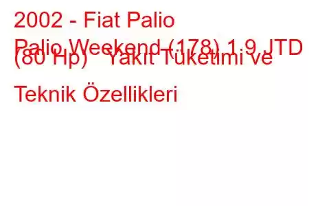 2002 - Fiat Palio
Palio Weekend (178) 1.9 JTD (80 Hp) Yakıt Tüketimi ve Teknik Özellikleri