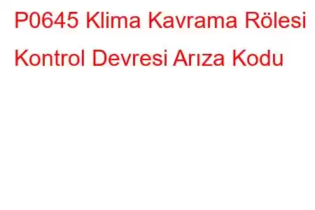 P0645 Klima Kavrama Rölesi Kontrol Devresi Arıza Kodu