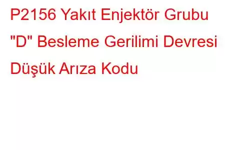 P2156 Yakıt Enjektör Grubu 