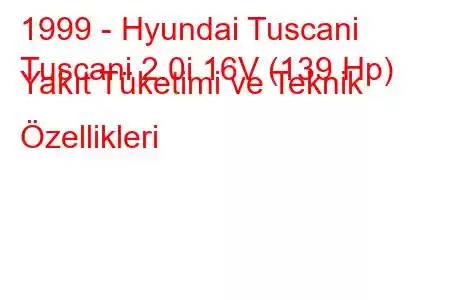 1999 - Hyundai Tuscani
Tuscani 2.0i 16V (139 Hp) Yakıt Tüketimi ve Teknik Özellikleri