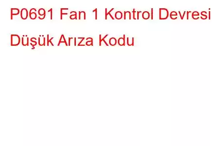 P0691 Fan 1 Kontrol Devresi Düşük Arıza Kodu