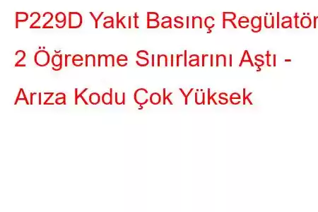 P229D Yakıt Basınç Regülatörü 2 Öğrenme Sınırlarını Aştı - Arıza Kodu Çok Yüksek