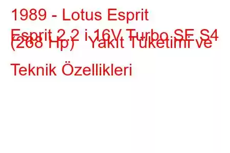 1989 - Lotus Esprit
Esprit 2.2 i 16V Turbo SE S4 (268 Hp) Yakıt Tüketimi ve Teknik Özellikleri