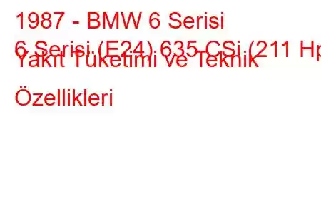 1987 - BMW 6 Serisi
6 Serisi (E24) 635 CSi (211 Hp) Yakıt Tüketimi ve Teknik Özellikleri