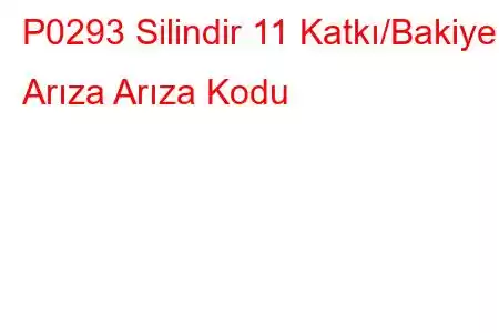 P0293 Silindir 11 Katkı/Bakiye Arıza Arıza Kodu