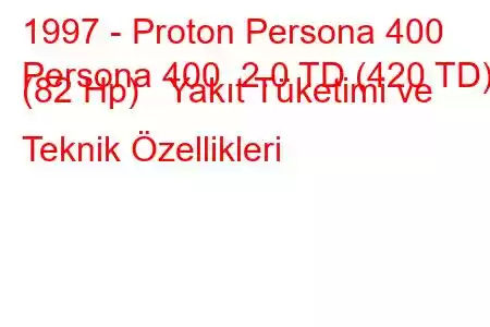 1997 - Proton Persona 400
Persona 400 2.0 TD (420 TD) (82 Hp) Yakıt Tüketimi ve Teknik Özellikleri