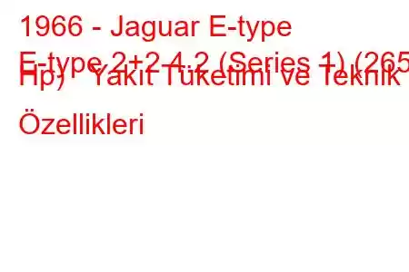 1966 - Jaguar E-type
E-type 2+2 4.2 (Series 1) (265 Hp) Yakıt Tüketimi ve Teknik Özellikleri