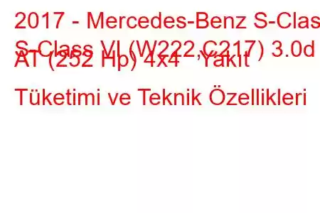 2017 - Mercedes-Benz S-Class
S-Class VI (W222,C217) 3.0d AT (252 Hp) 4x4 Yakıt Tüketimi ve Teknik Özellikleri