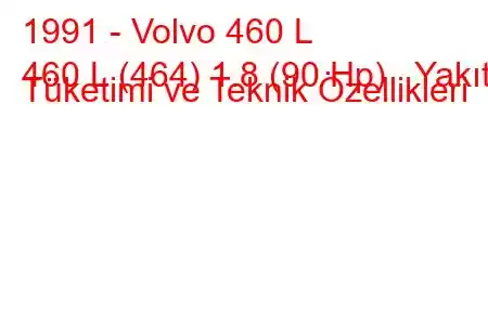 1991 - Volvo 460 L
460 L (464) 1.8 (90 Hp) Yakıt Tüketimi ve Teknik Özellikleri