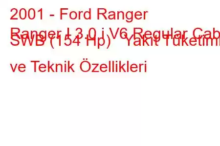 2001 - Ford Ranger
Ranger I 3.0 i V6 Regular Cab SWB (154 Hp) Yakıt Tüketimi ve Teknik Özellikleri