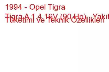 1994 - Opel Tigra
Tigra A 1.4 16V (90 Hp) Yakıt Tüketimi ve Teknik Özellikleri