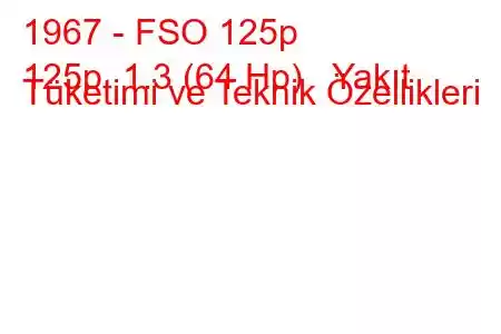 1967 - FSO 125p
125p 1.3 (64 Hp) Yakıt Tüketimi ve Teknik Özellikleri