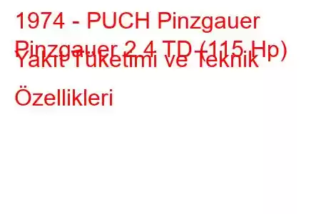 1974 - PUCH Pinzgauer
Pinzgauer 2.4 TD (115 Hp) Yakıt Tüketimi ve Teknik Özellikleri