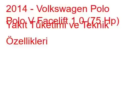 2014 - Volkswagen Polo
Polo V Facelift 1.0 (75 Hp) Yakıt Tüketimi ve Teknik Özellikleri