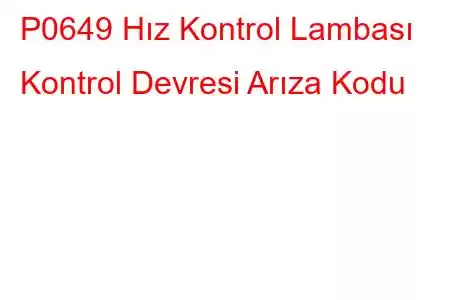 P0649 Hız Kontrol Lambası Kontrol Devresi Arıza Kodu