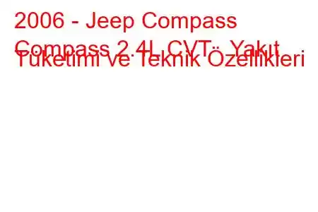 2006 - Jeep Compass
Compass 2.4L CVT Yakıt Tüketimi ve Teknik Özellikleri