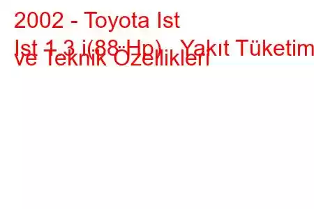 2002 - Toyota Ist
Ist 1.3 i(88 Hp) Yakıt Tüketimi ve Teknik Özellikleri