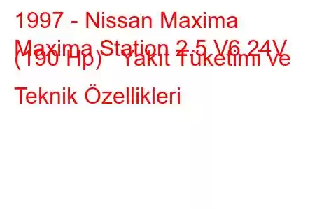 1997 - Nissan Maxima
Maxima Station 2.5 V6 24V (190 Hp) Yakıt Tüketimi ve Teknik Özellikleri