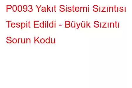 P0093 Yakıt Sistemi Sızıntısı Tespit Edildi - Büyük Sızıntı Sorun Kodu