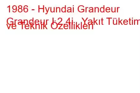 1986 - Hyundai Grandeur
Grandeur I 2.4i Yakıt Tüketimi ve Teknik Özellikleri