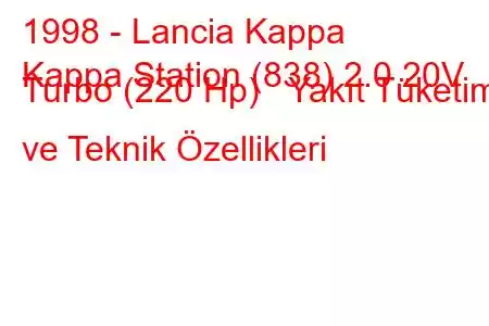 1998 - Lancia Kappa
Kappa Station (838) 2.0 20V Turbo (220 Hp) Yakıt Tüketimi ve Teknik Özellikleri