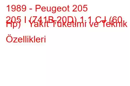 1989 - Peugeot 205
205 I (741B,20D) 1.1 CJ (60 Hp) Yakıt Tüketimi ve Teknik Özellikleri