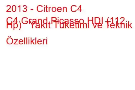 2013 - Citroen C4
C4 Grand Picasso HDI (112 Hp) Yakıt Tüketimi ve Teknik Özellikleri