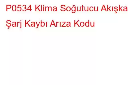 P0534 Klima Soğutucu Akışkan Şarj Kaybı Arıza Kodu