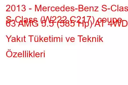 2013 - Mercedes-Benz S-Class
S-Class (W222,C217) coupe 63 AMG 5.5 (585 Hp) AT 4WD Yakıt Tüketimi ve Teknik Özellikleri