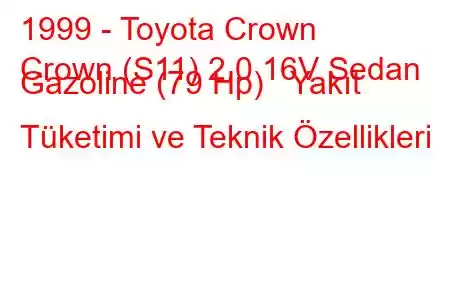 1999 - Toyota Crown
Crown (S11) 2.0 16V Sedan Gazoline (79 Hp) Yakıt Tüketimi ve Teknik Özellikleri