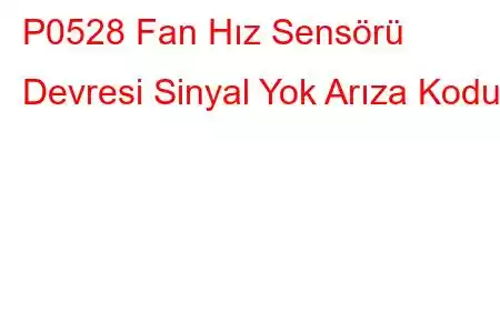 P0528 Fan Hız Sensörü Devresi Sinyal Yok Arıza Kodu