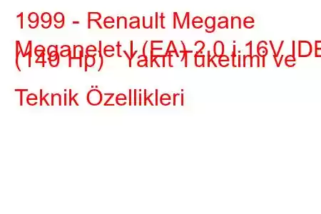 1999 - Renault Megane
Meganelet I (EA) 2.0 i 16V IDE (140 Hp) Yakıt Tüketimi ve Teknik Özellikleri