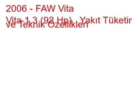 2006 - FAW Vita
Vita 1.3 (92 Hp) Yakıt Tüketimi ve Teknik Özellikleri