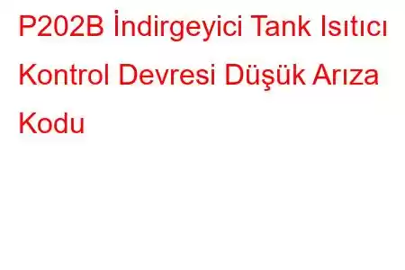 P202B İndirgeyici Tank Isıtıcı Kontrol Devresi Düşük Arıza Kodu