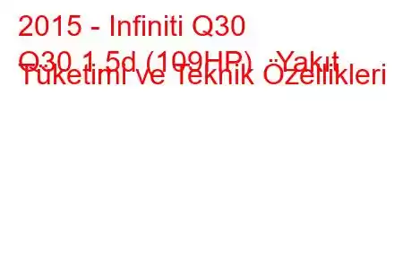 2015 - Infiniti Q30
Q30 1.5d (109HP) Yakıt Tüketimi ve Teknik Özellikleri