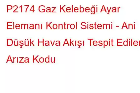 P2174 Gaz Kelebeği Ayar Elemanı Kontrol Sistemi - Ani Düşük Hava Akışı Tespit Edilen Arıza Kodu