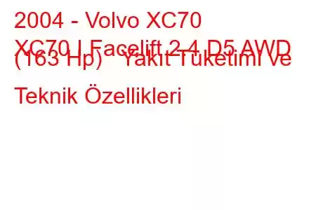 2004 - Volvo XC70
XC70 I Facelift 2.4 D5 AWD (163 Hp) Yakıt Tüketimi ve Teknik Özellikleri