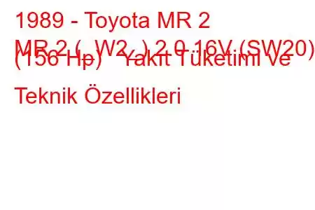 1989 - Toyota MR 2
MR 2 (_W2_) 2.0 16V (SW20) (156 Hp) Yakıt Tüketimi ve Teknik Özellikleri