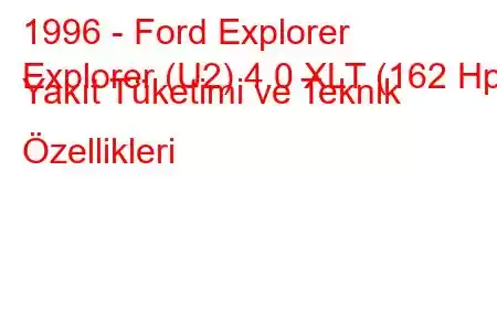 1996 - Ford Explorer
Explorer (U2) 4.0 XLT (162 Hp) Yakıt Tüketimi ve Teknik Özellikleri