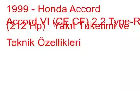 1999 - Honda Accord
Accord VI (CE,CF) 2.2 Type-R (212 Hp) Yakıt Tüketimi ve Teknik Özellikleri