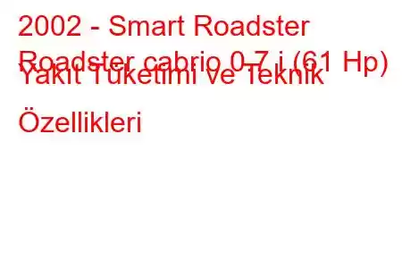 2002 - Smart Roadster
Roadster cabrio 0.7 i (61 Hp) Yakıt Tüketimi ve Teknik Özellikleri