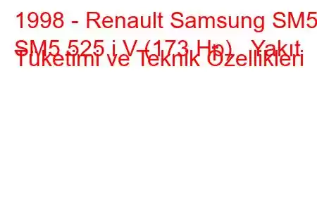 1998 - Renault Samsung SM5
SM5 525 i V (173 Hp) Yakıt Tüketimi ve Teknik Özellikleri