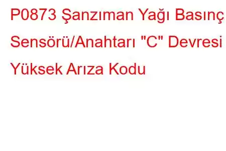 P0873 Şanzıman Yağı Basınç Sensörü/Anahtarı 