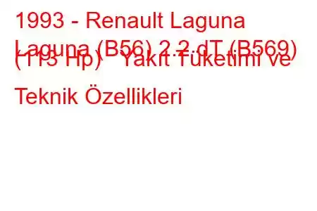 1993 - Renault Laguna
Laguna (B56) 2.2 dT (B569) (113 Hp) Yakıt Tüketimi ve Teknik Özellikleri