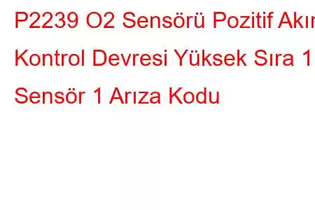 P2239 O2 Sensörü Pozitif Akım Kontrol Devresi Yüksek Sıra 1 Sensör 1 Arıza Kodu